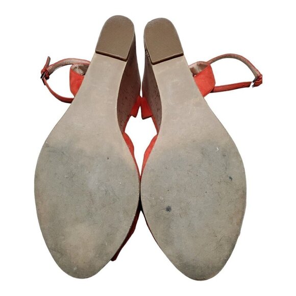BP Women's Faux Suede Ankle Strap Orange Cork Wedge Heels Open Toe Shoes Sz 10M - Picture 8 of 16